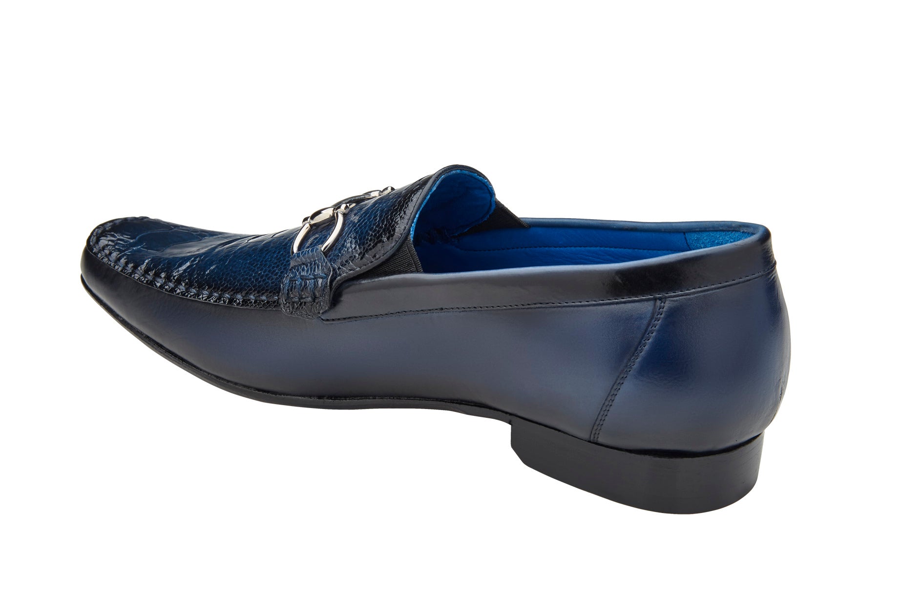 Belvedere Bruno Genuine Ostrich Leg & Italian Calf Loafer Dress Shoes in Navy - 1026 | Premium Men's Formal Footwear for Business, Weddings & Special Occasions