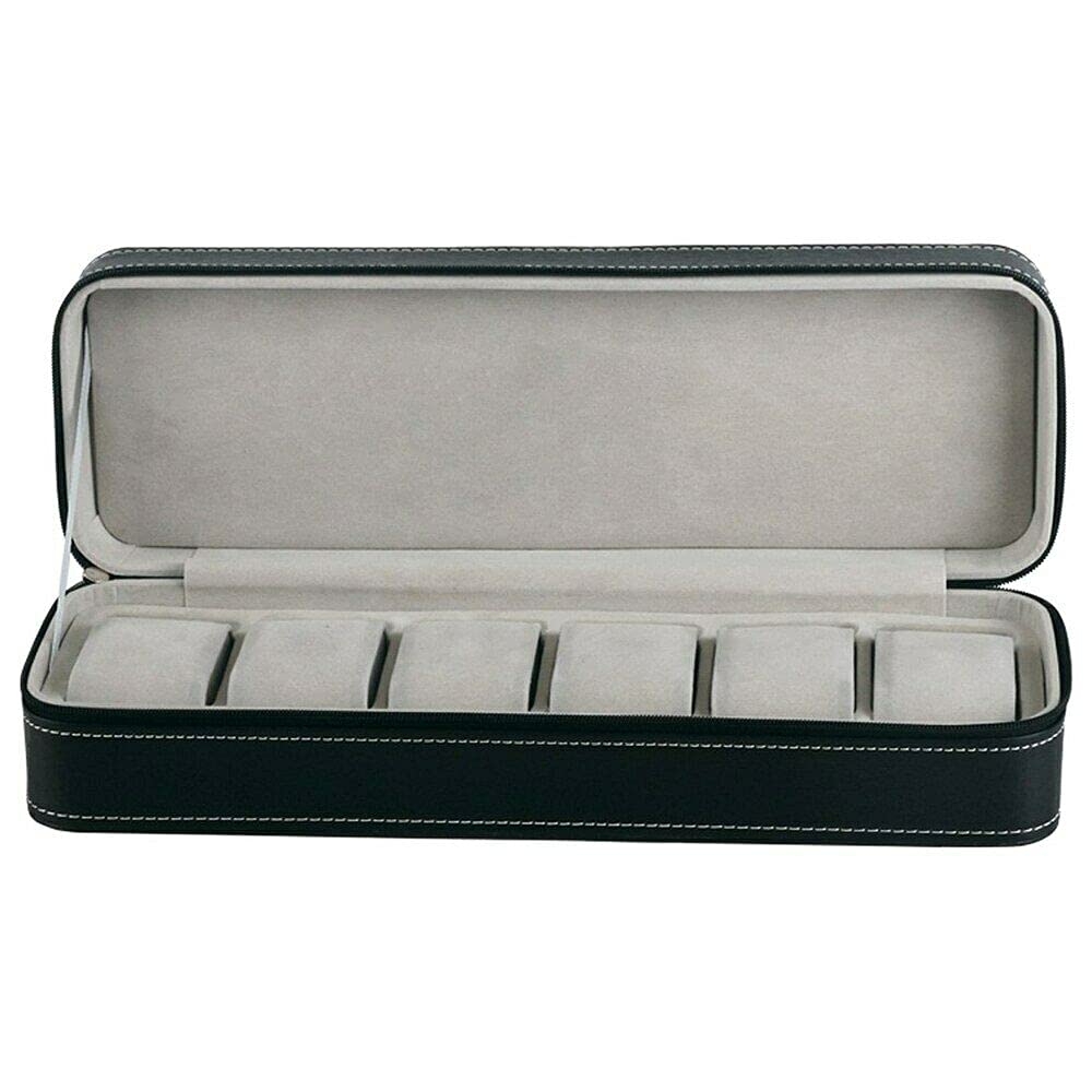 6/10/12 Slot Leather Watch Box - Portable Travel Jewelry Organizer with Zipper Case for Men & Women | Perfect for Watch Collectors, Business Travel & Home Storage