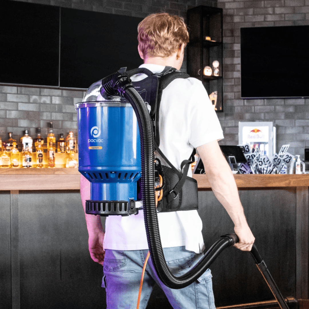 Pacvac Superpro 700 Backpack Vacuum Cleaner - Lightweight & Powerful Blue Commercial Vacuum for Home, Office & Car Cleaning