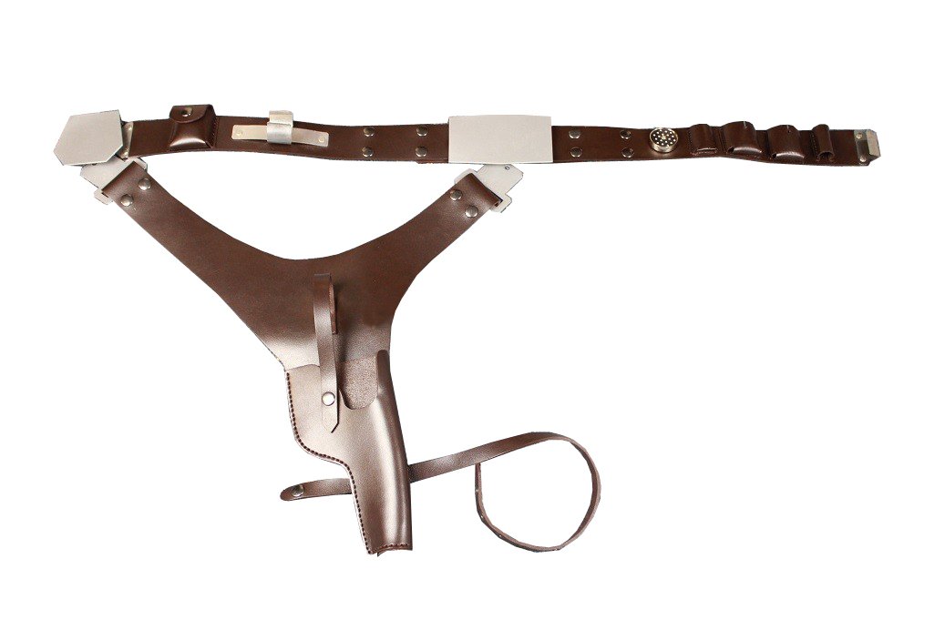 Original Han Solo Blaster Leather Belt Holster & Droid Caller Costume Set - Star Wars Accessories for Cosplay, Halloween & Collectors (Brown)