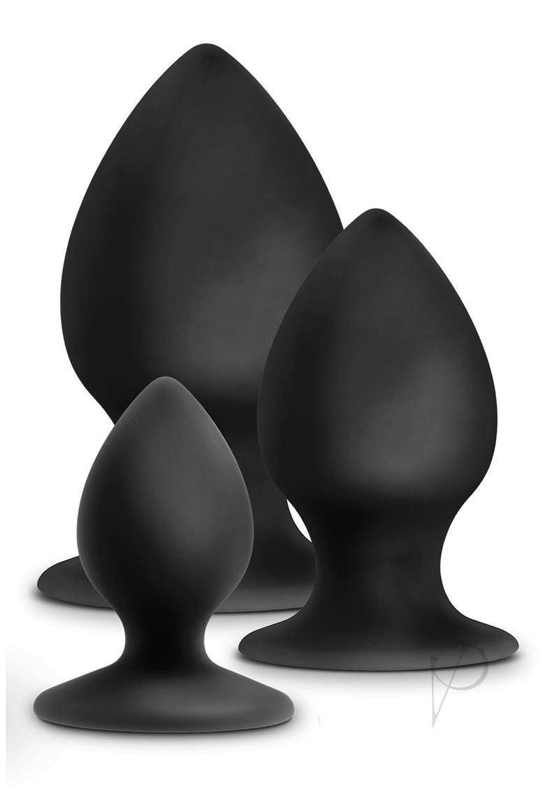 Premium Platinum Silicone Anal Plug Kit - 3 Piece Set (Black) for Enhanced Comfort & Pleasure - Perfect for Couples Play & Solo Exploration