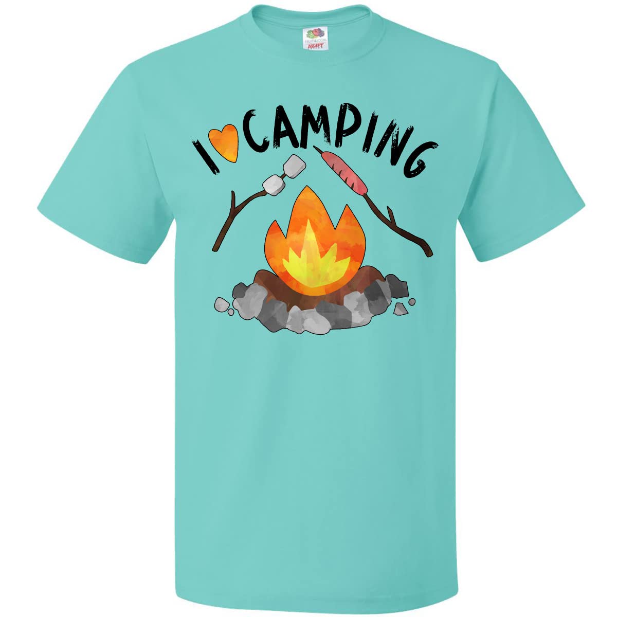 Inktastic I Love Camping T-Shirt - Campfire, Hot Dog & Marshmallows Graphic Tee for Outdoor Enthusiasts | Perfect for Hiking, Camping Trips & Summer Adventures