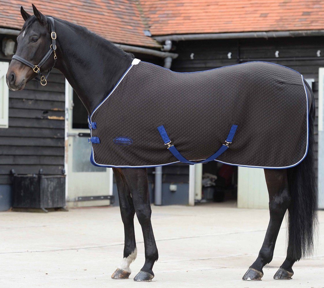 Weatherbeeta Thermic Quilt Cooler Horse Blanket - Standard Neck, Charcoal/Blue/White, 84