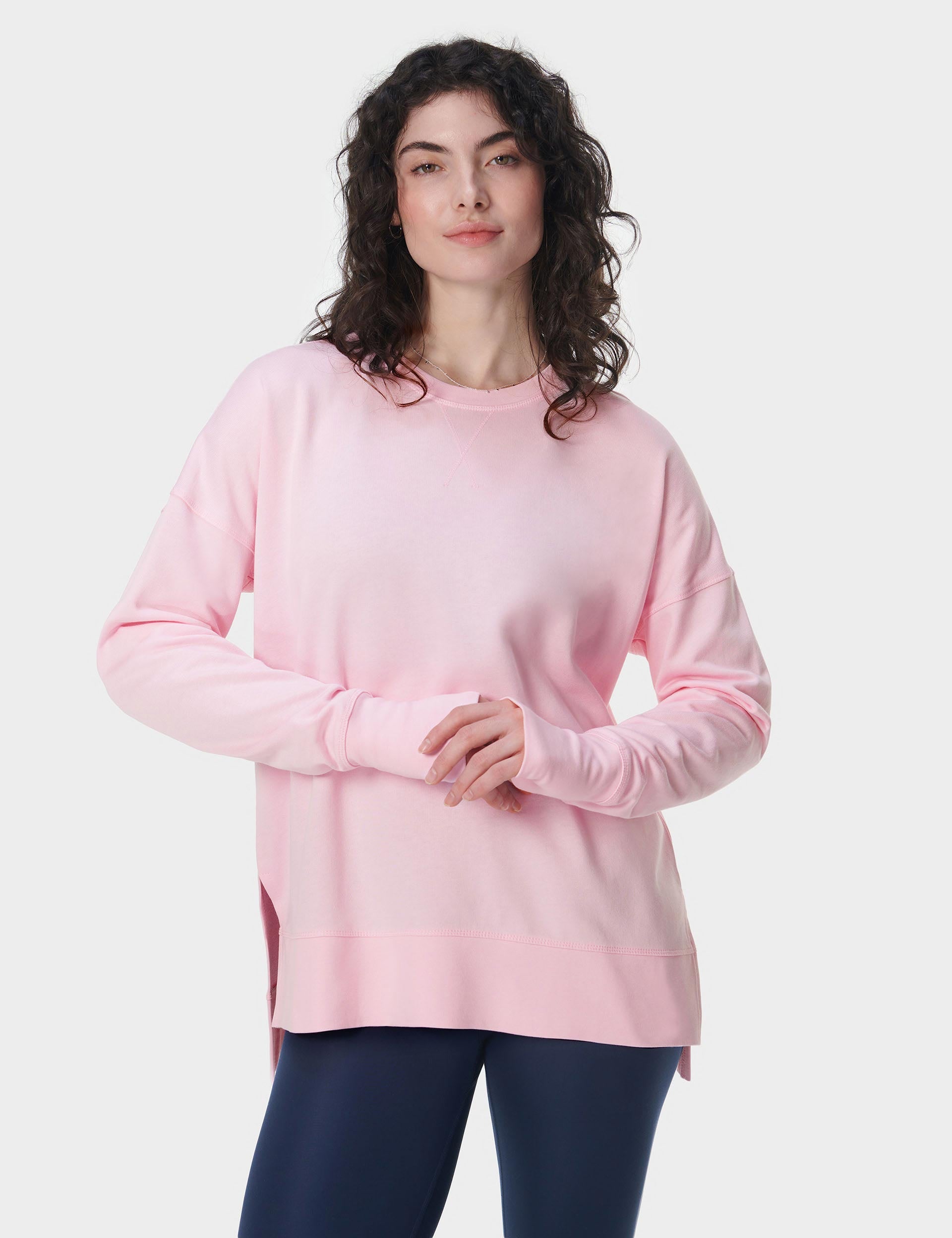 After Class Longline Sweatshirt for Women - Soft Oversized Pullover Hoodie in Nerine Pink | Casual Loungewear, Streetwear Fashion & Cozy Outfit for College, Yoga or Weekend Relaxation