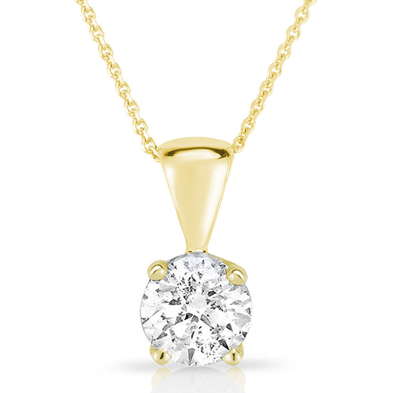 14K Yellow Gold Classic Diamond Solitaire Necklace for Women - Elegant Everyday Jewelry & Special Occasion Gift