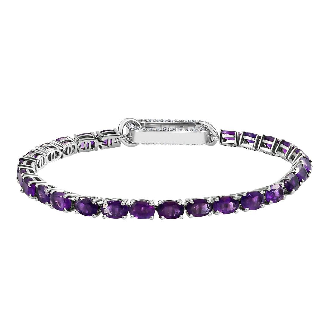 925 Sterling Silver Platinum Plated Tennis Bracelet with Charm Enhancer Lock - Elegant Women's Jewelry Gift for Birthday, Anniversary & Special Occasions | Perfect for Parties, Date Nights & Formal Events
