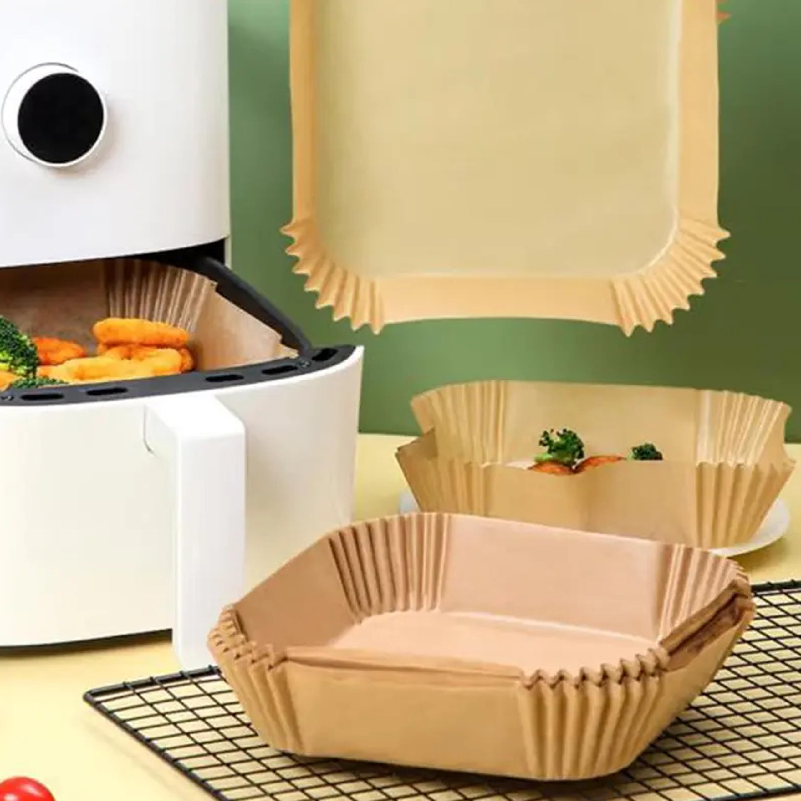 100PCS 16cm Round Air Fryer Liners - Non-Stick Unbleached Parchment Paper for Air Fryer, Baking & Microwave | Disposable Heat-Resistant Cooking Sheets for Healthy Meals & Easy Cleanup