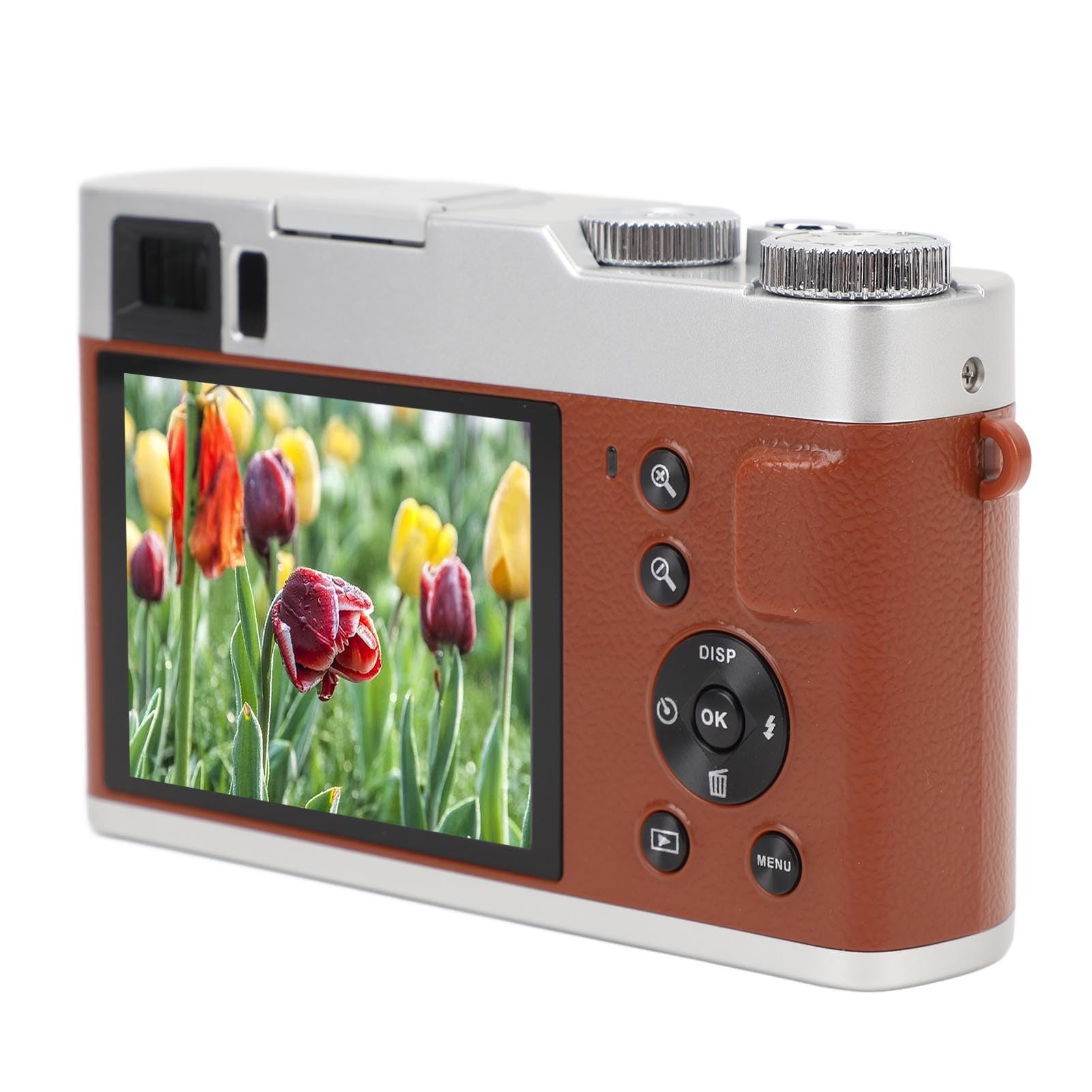 4K Digital Camera for Photography & Vlogging - 48MP Autofocus, 16X Zoom, Anti-Shake, Compact Travel Camera (Brown) - Perfect for Travel, YouTube Videos & Everyday Photography