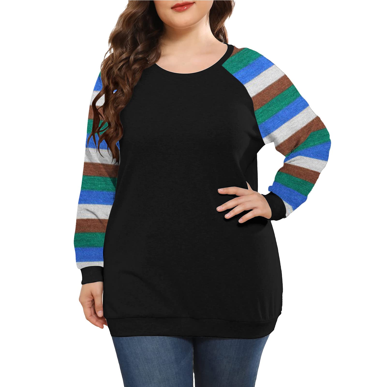 MOKINGTOP Women's Long Sleeve Color Block Crewneck Sweater Tunic Top - Casual Pullover Sweatshirt for Fall & Winter | Perfect for Office, Date Night & Weekend Outfits