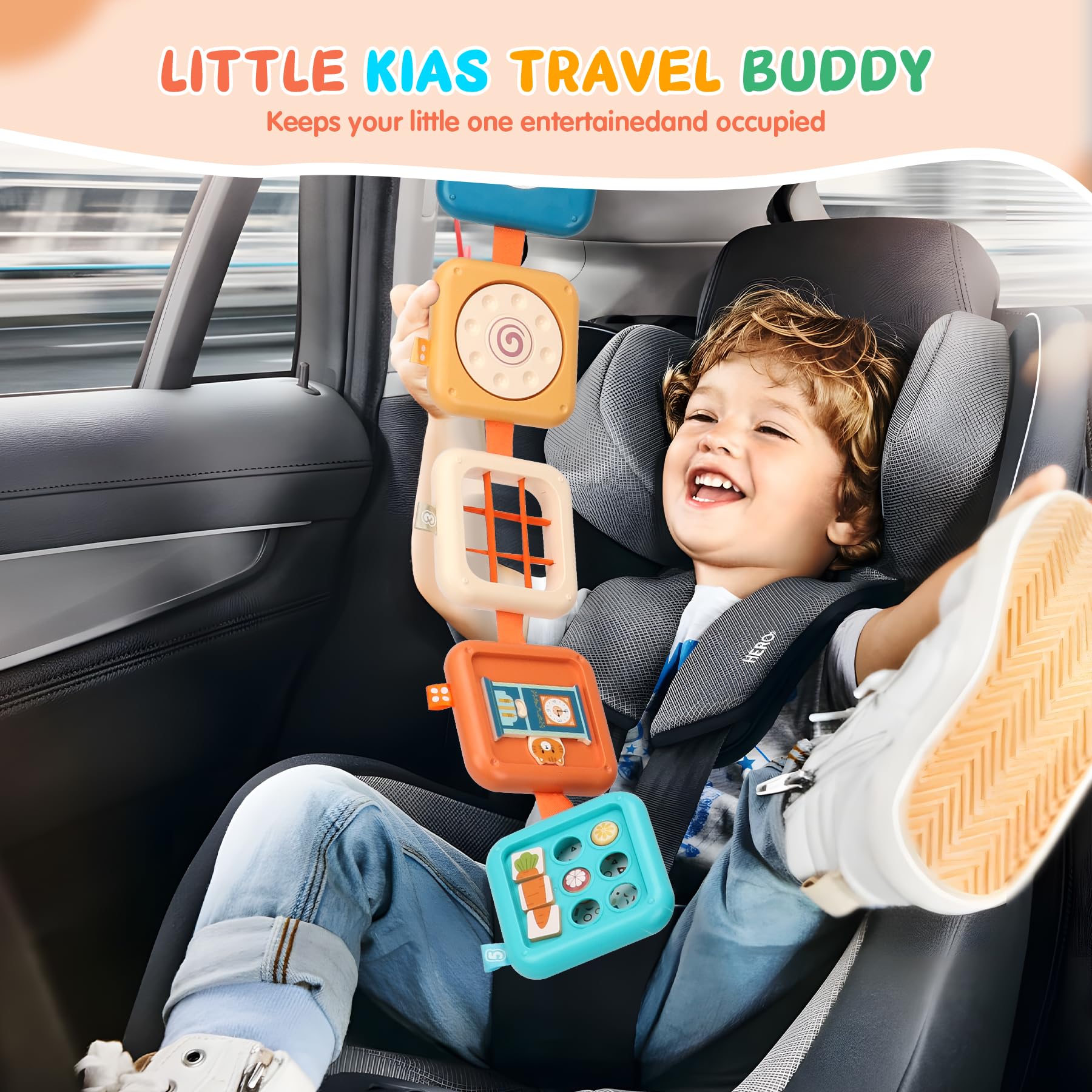 Montessori Busy Board for 1 Year Old - Travel & Learning Toy for Toddlers