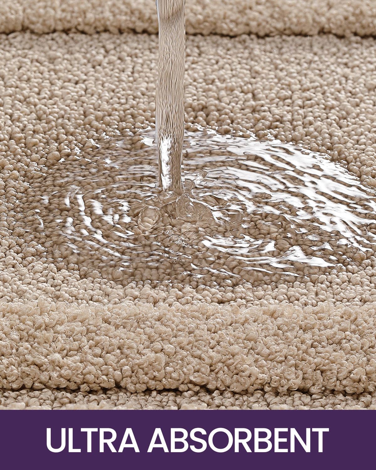 **DEXI Non-Slip Bathroom Rugs 24x16 Inches, Beige Washable Bath Mat for Floor - Ultra Absorbent Plush Microfiber Shower Mat, Quick Dry Bathroom Carpet for Bathroom, Shower, and Vanity Areas**