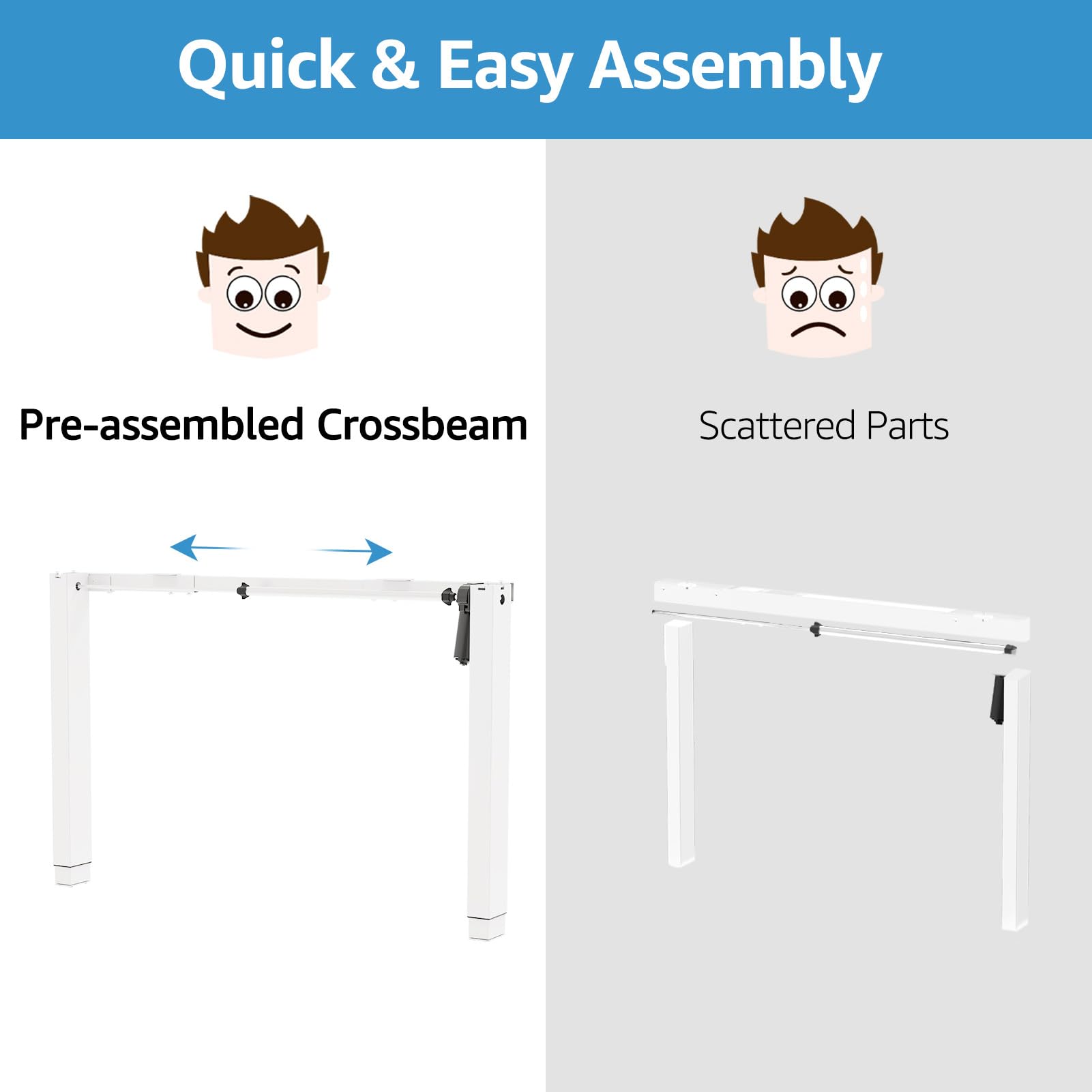 MOUNTUP Electric Height Adjustable Standing Desk - 55 x 28 Inches Sit Stand Desk with Memory Controller, Ergonomic Home Office Desk with Splice Board (White) - Perfect for Work from Home, Gaming & Study Setup