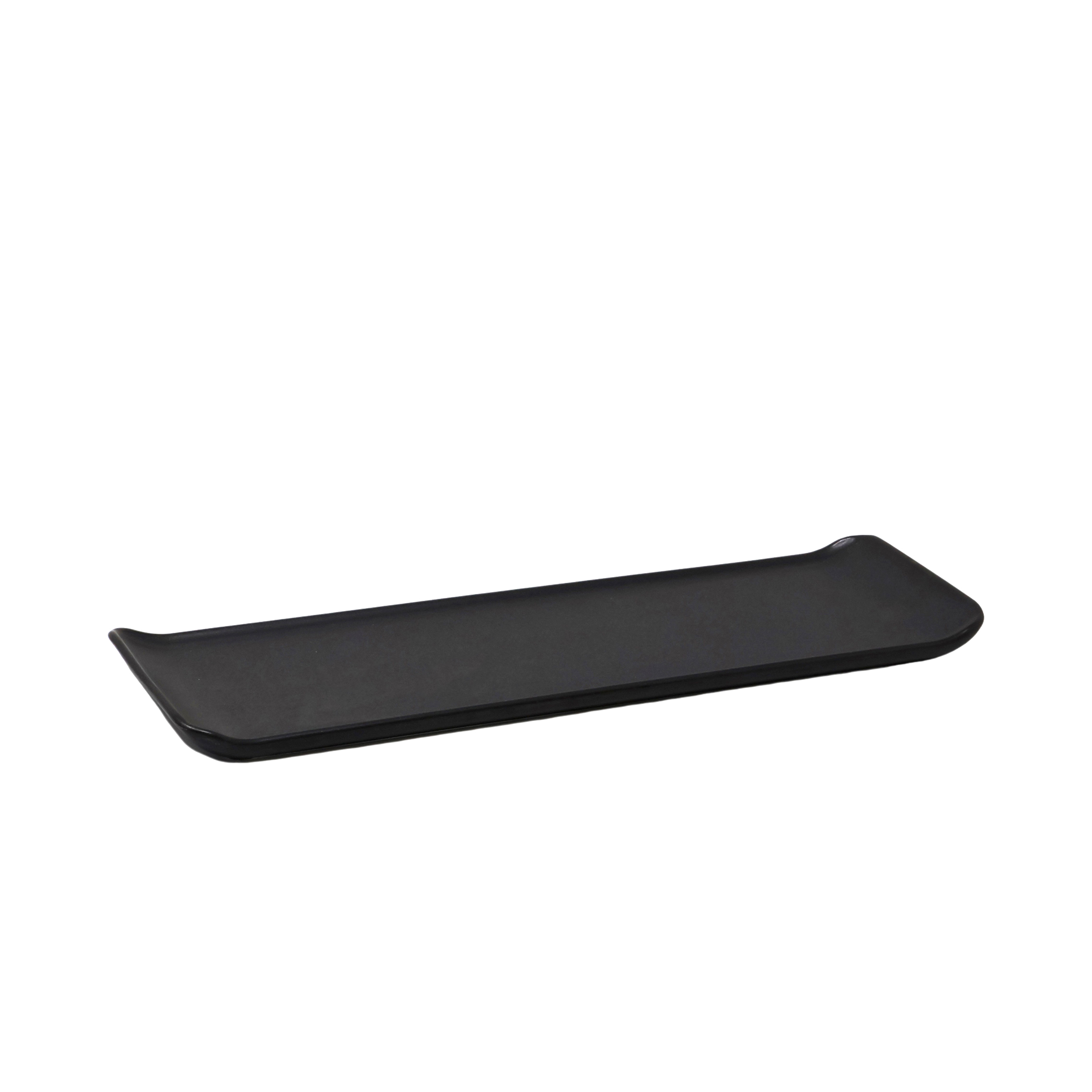 Premium Nella 11.4 x 3.75 Inch Sushi Serving Plates - Set of 6 Black Ceramic Plates for Japanese Cuisine, Sushi Presentation, Party Appetizers & Home Dining