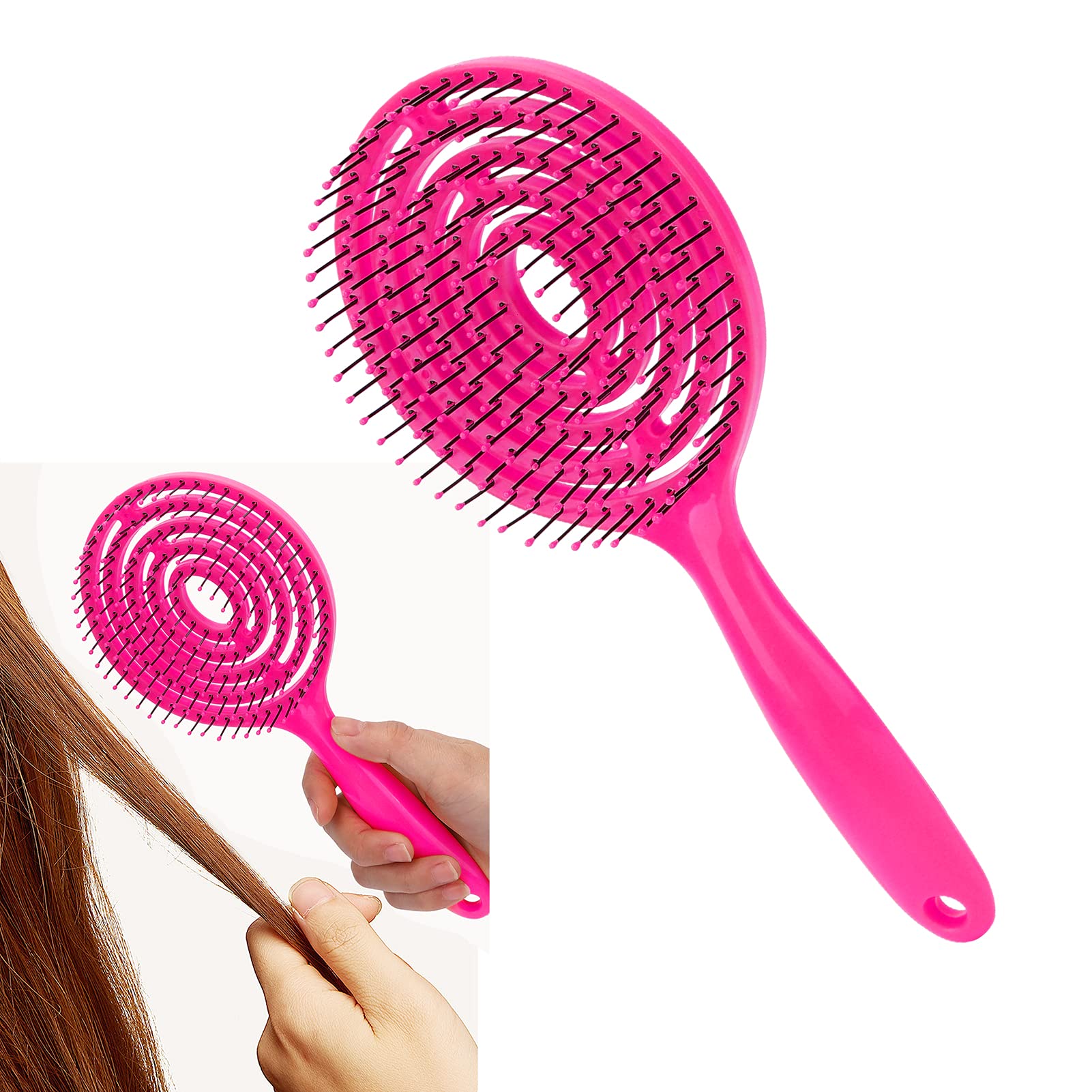 Gentle Hair Detangling Brush for Curly Hair - Super Soft Bristles, Comfortable Semi-Ventilated Design (Rose Red) | Perfect for Daily Styling, Salon Use & Travel