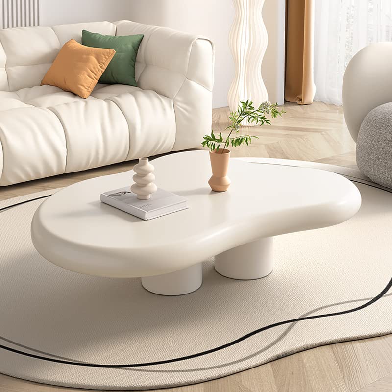 GraceNook White Cloud-Shaped Coffee Table - Modern Cartoon Design, High-Gloss Piano Lacquer Finish, Compact Living Room Furniture for Small Spaces - Perfect for Apartments, Dorms & Cozy Home Decor