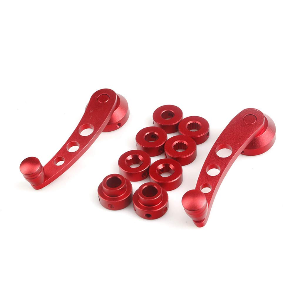 Veemoon Car Window Crank Handle Replacement Set - Universal Window Winder Riser with Mounting Hardware - Durable Red Auto Accessories for Jeep, Truck & SUV Interior Upgrades