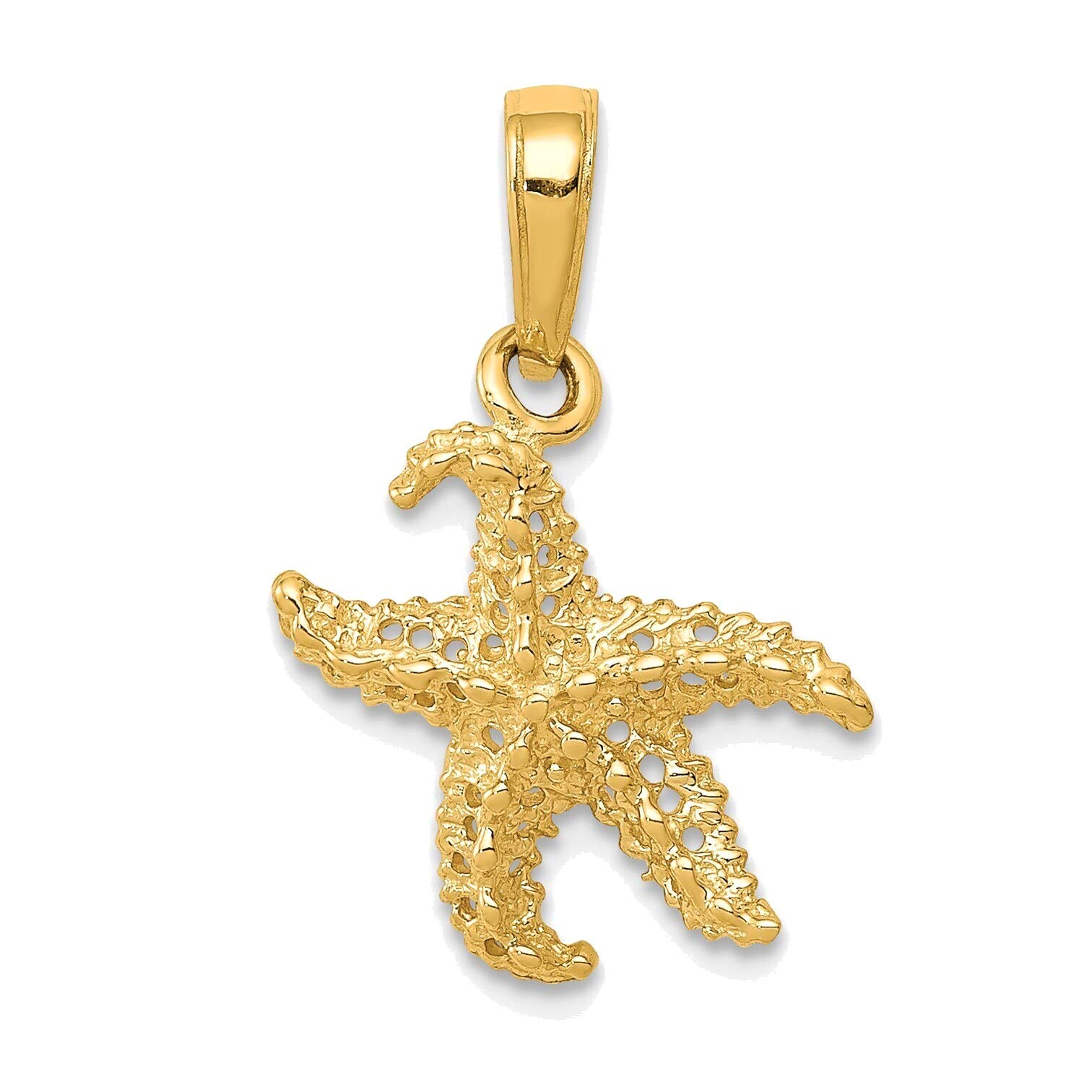 14K Yellow Gold Starfish Pendant - Beach Jewelry for Summer