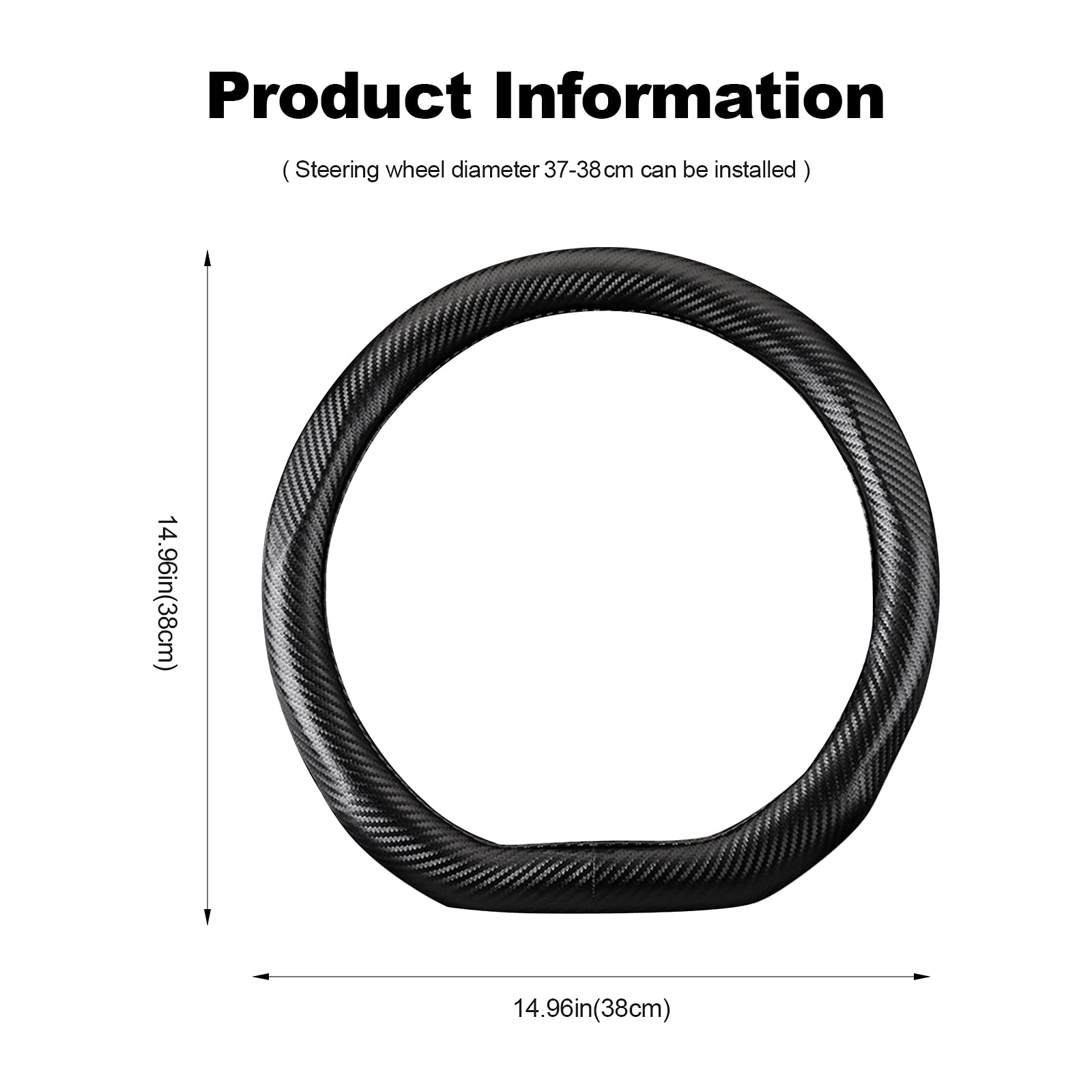 Premium Carbon Fiber Steering Wheel Cover - Anti-Slip, Breathable & Sweat Absorbent for 15