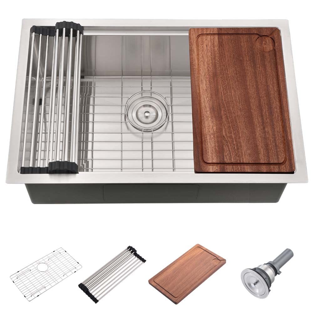 **30x19 Inch Undermount Stainless Steel Kitchen Sink - 16 Gauge Single Bowl Workstation Sink, 10 Inch Deep with Accessories - Perfect for Modern Kitchens & Food Prep**