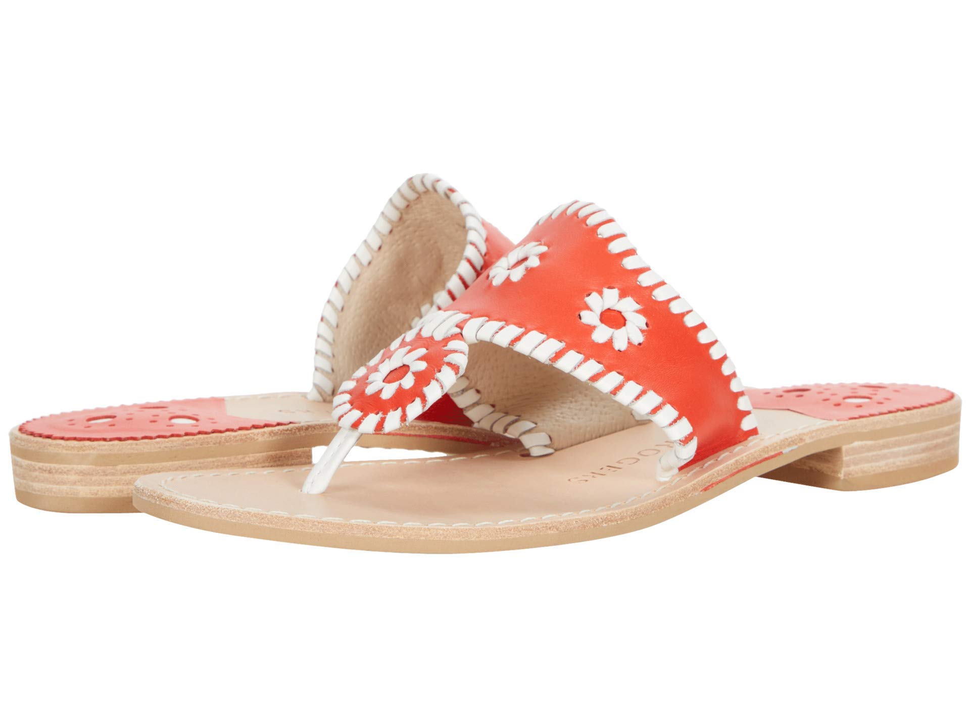 Jack Rogers Women's Jacks Flat Sandal - Comfortable Leather Flip Flops for Beach, Pool & Summer Outfits | Casual Strappy Sandals with Arch Support