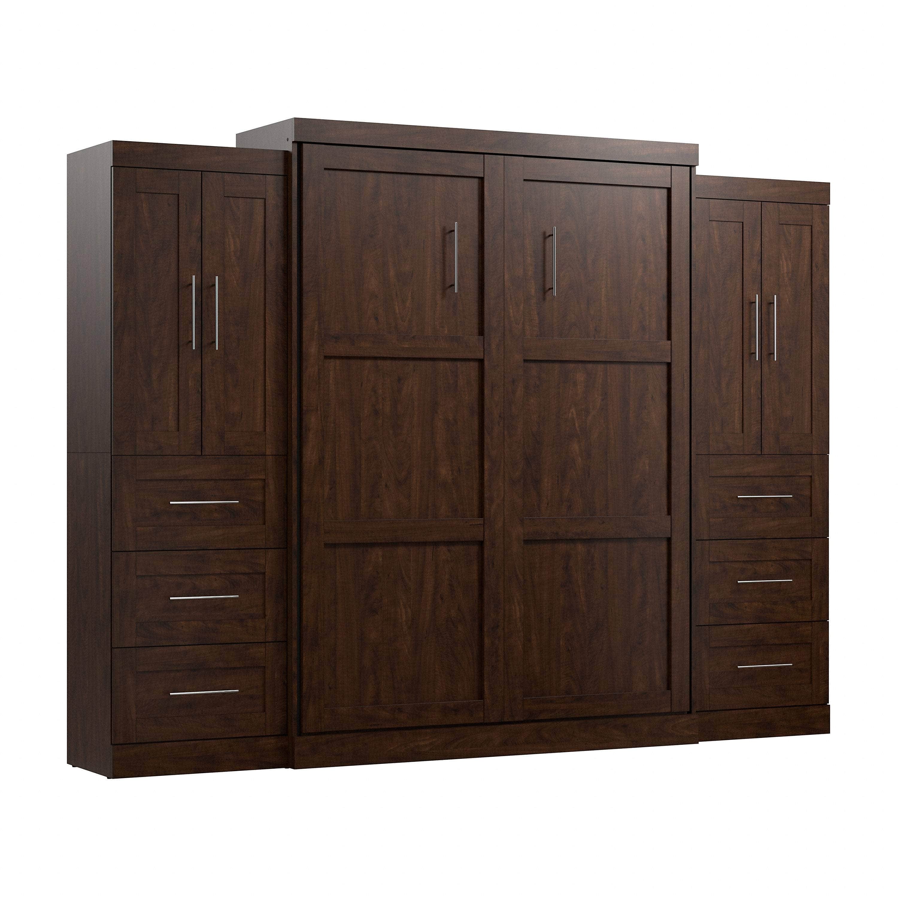 Pur Queen Murphy Wall Bed with Closet Storage Cabinets (115W) - 7 Color Options - Space-Saving Solution for Small Apartments, Guest Rooms & Home Offices