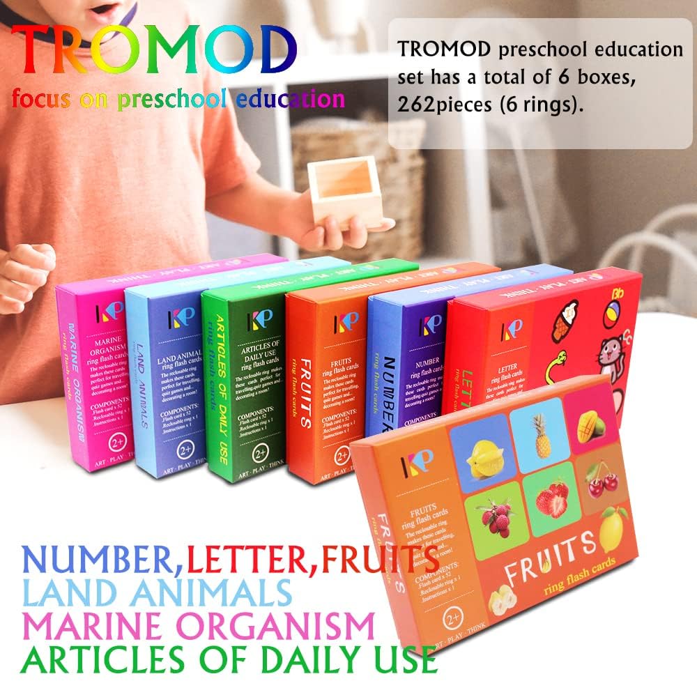 262-Piece Toddler Flash Cards Set - 6-in-1 Educational Learning Cards with Sight Words, Numbers, ABC Letters, Animals & Fruits - Perfect for Preschool Learning, Homeschooling & Early Childhood Development