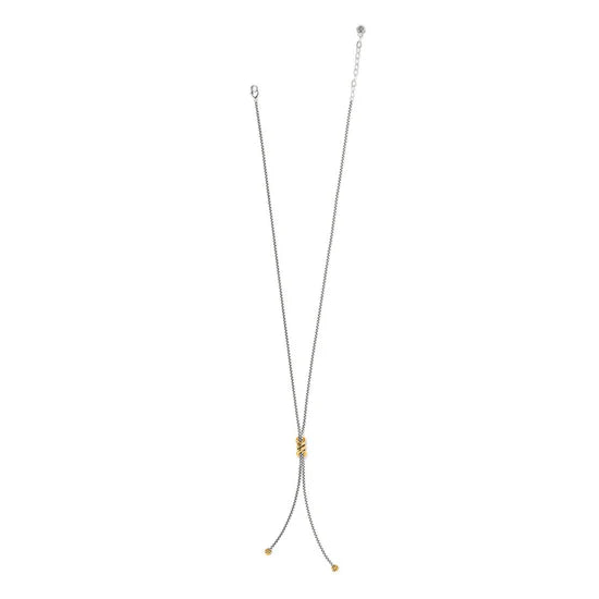 Brighton Interlok Twist Two Tone Lariat Necklace - Elegant Gold & Silver Layered Chain for Women | Perfect for Date Night, Office Wear & Special Occasions