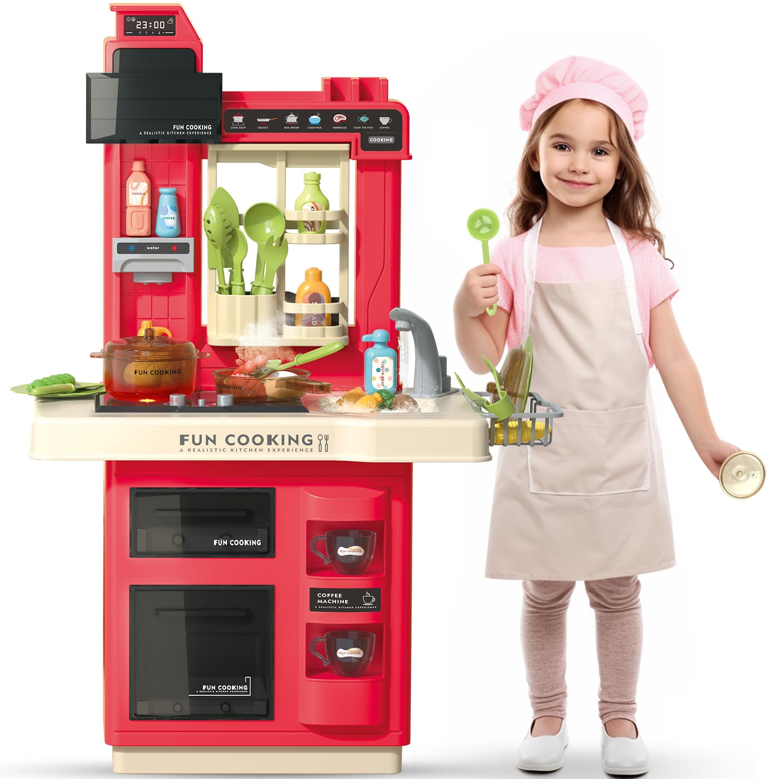 **35Pcs Kids Play Kitchen Set with Lights & Sounds - Pretend Play Food Toy for Boys & Girls Ages 3-12 - Perfect for Imaginative Play & Toddler Gifts - Great for Birthday, Christmas & Indoor Playtime**
