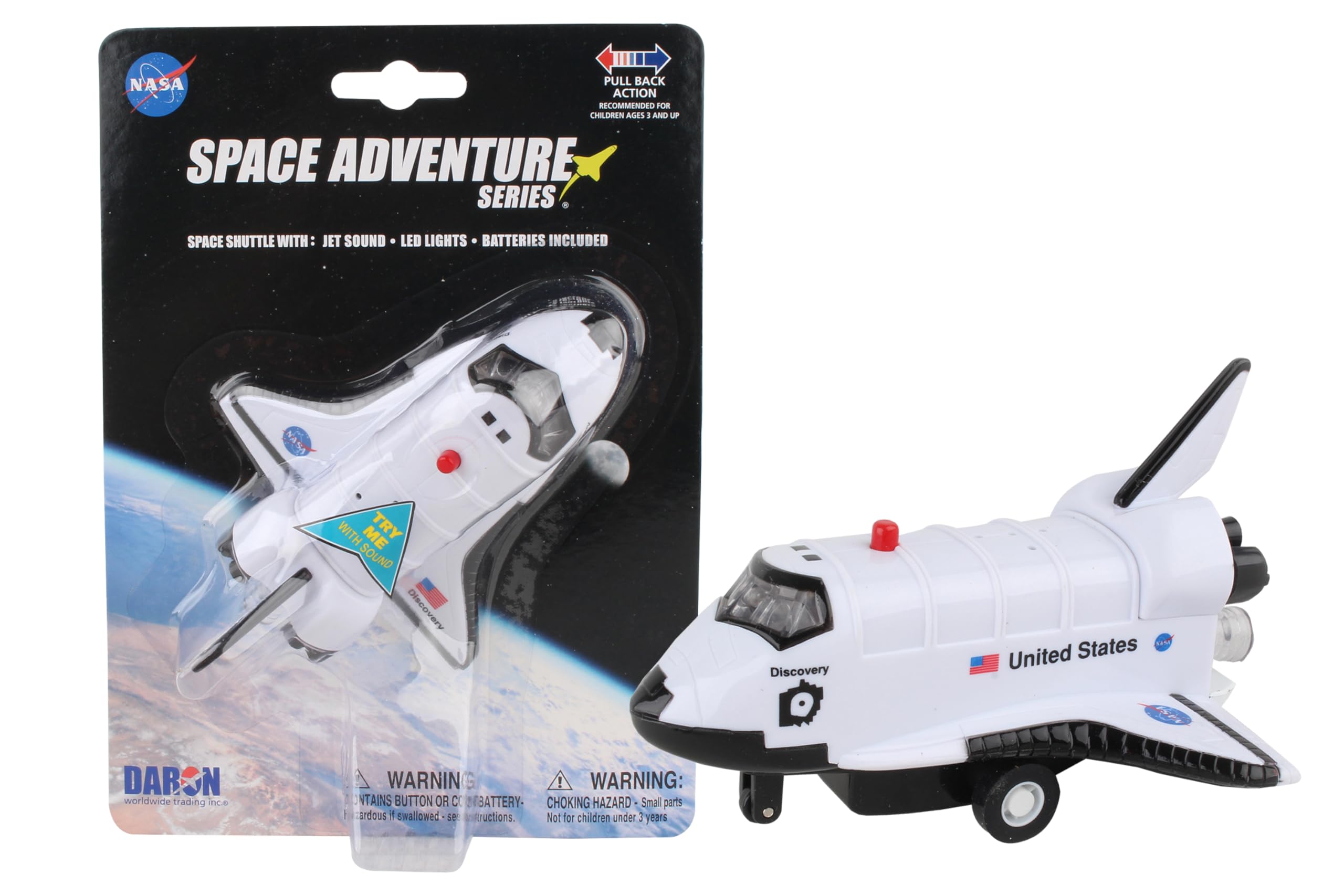 Daron NASA Space Shuttle Discovery Pull Back Toy - STEM Educational Space Exploration Playset for Kids, Perfect for Birthday Gifts & Science Learning Activities