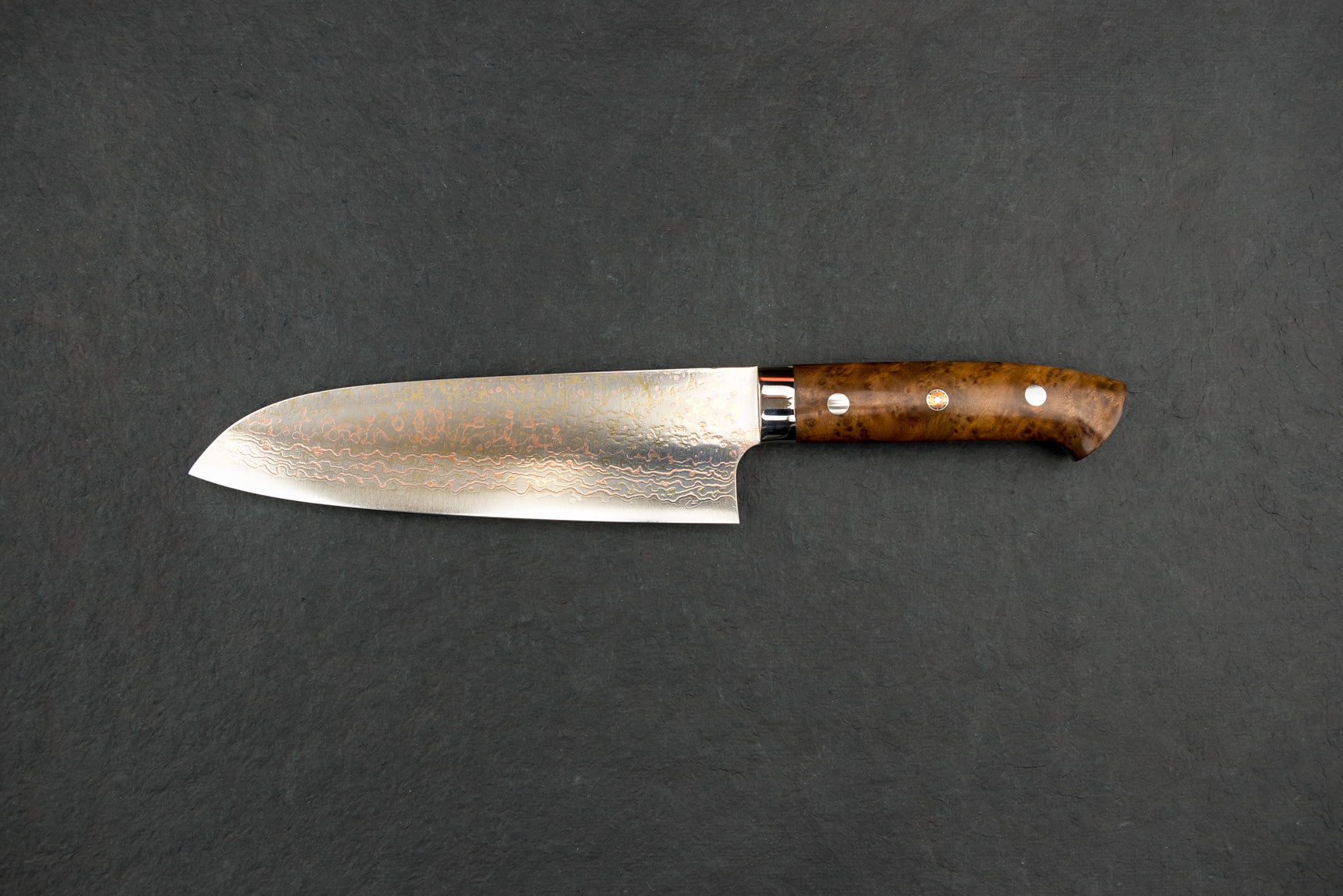 Takeshi Saji VG10W Rainbow Damascus Western Santoku Knife 180mm - Premium Japanese Kitchen Knife for Professional Chefs & Home Cooking, Perfect for Slicing, Dicing & Chopping Vegetables, Meat & Fish