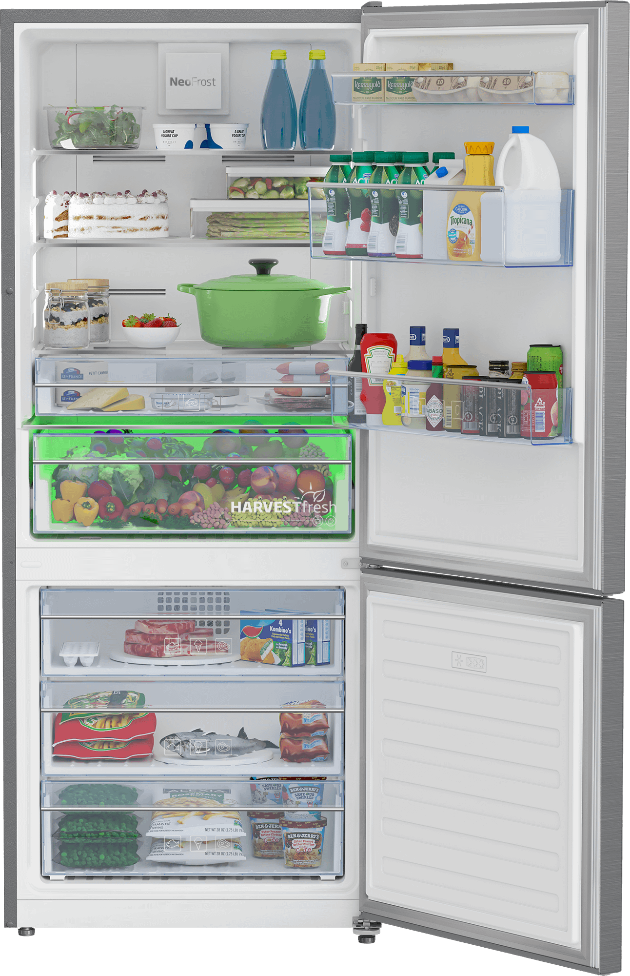 Beko BFBF2815SS 28 Inch Stainless Steel Bottom Freezer Refrigerator - Energy Efficient, Spacious Design for Modern Kitchens & Home Use
