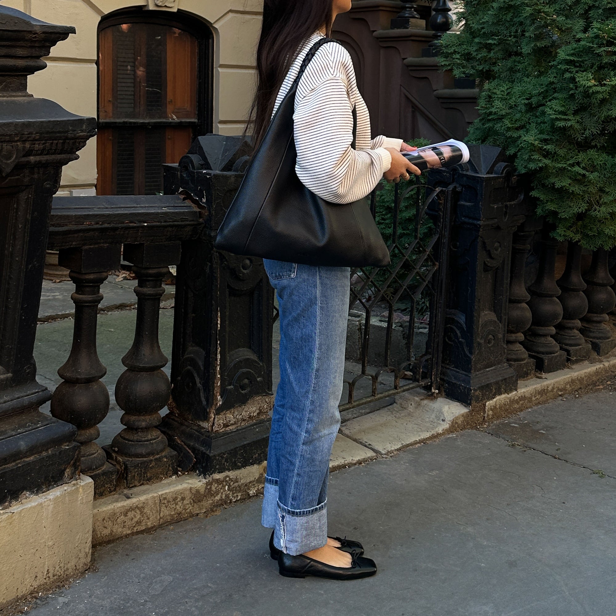 Stylish MIA Black Leather Tote Bag for Women - Perfect for Work, Travel & Everyday Use