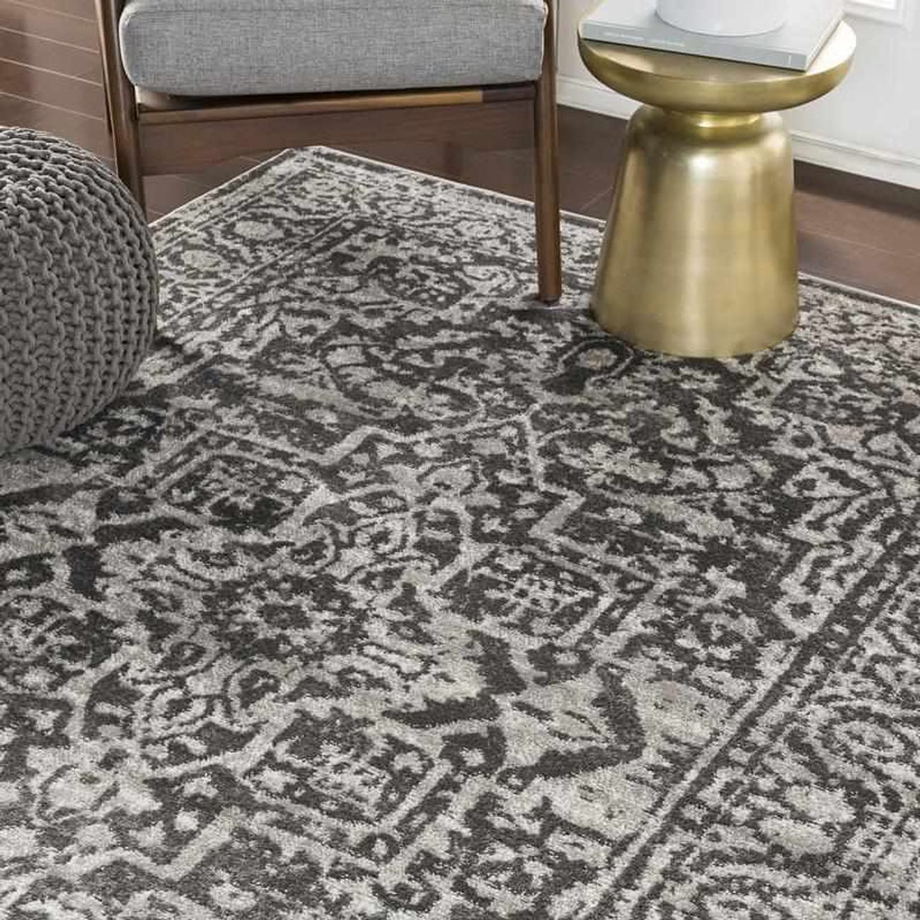 Mark&Day Emma Traditional Charcoal Area Rug 9x12 - Soft & Durable Carpet for Living Room, Bedroom, Kitchen - 8'10