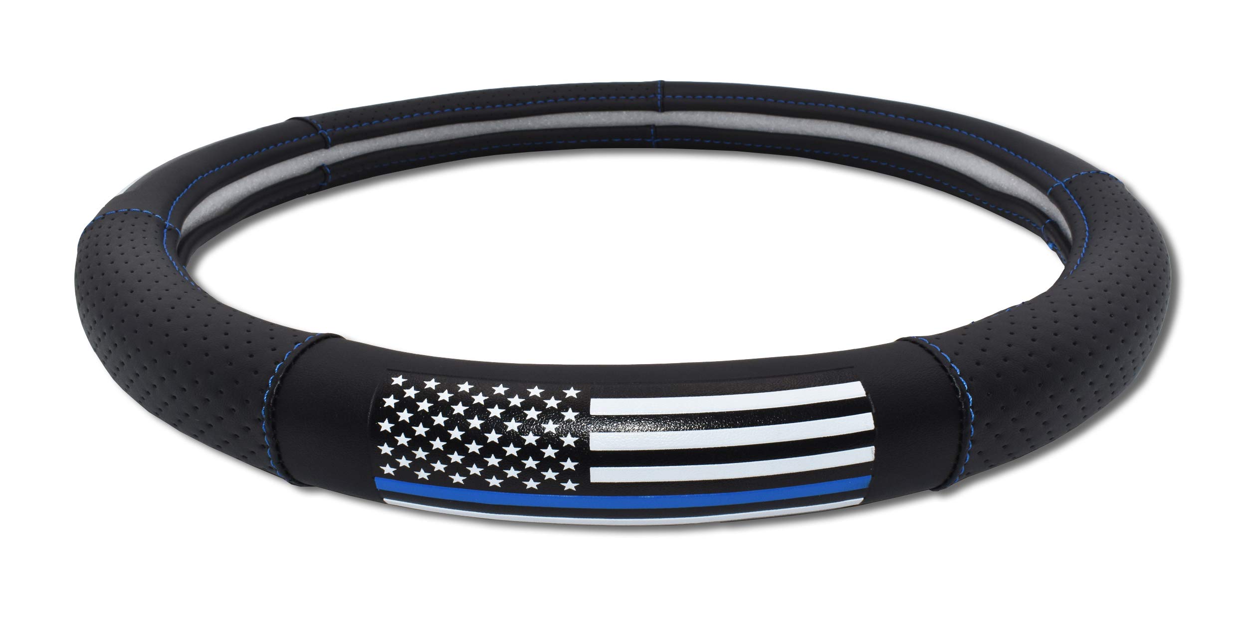 Premium Thin Blue Line Police Steering Wheel Cover - Medium for SUVs & Trucks | Durable Grip for Safe Driving