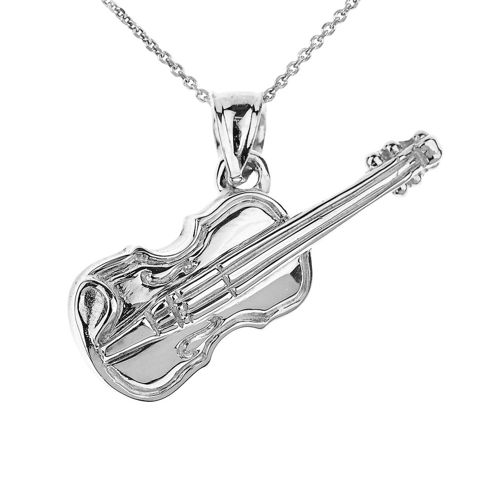 14k White Gold Violin Charm Necklace for Musicians & Music Lovers