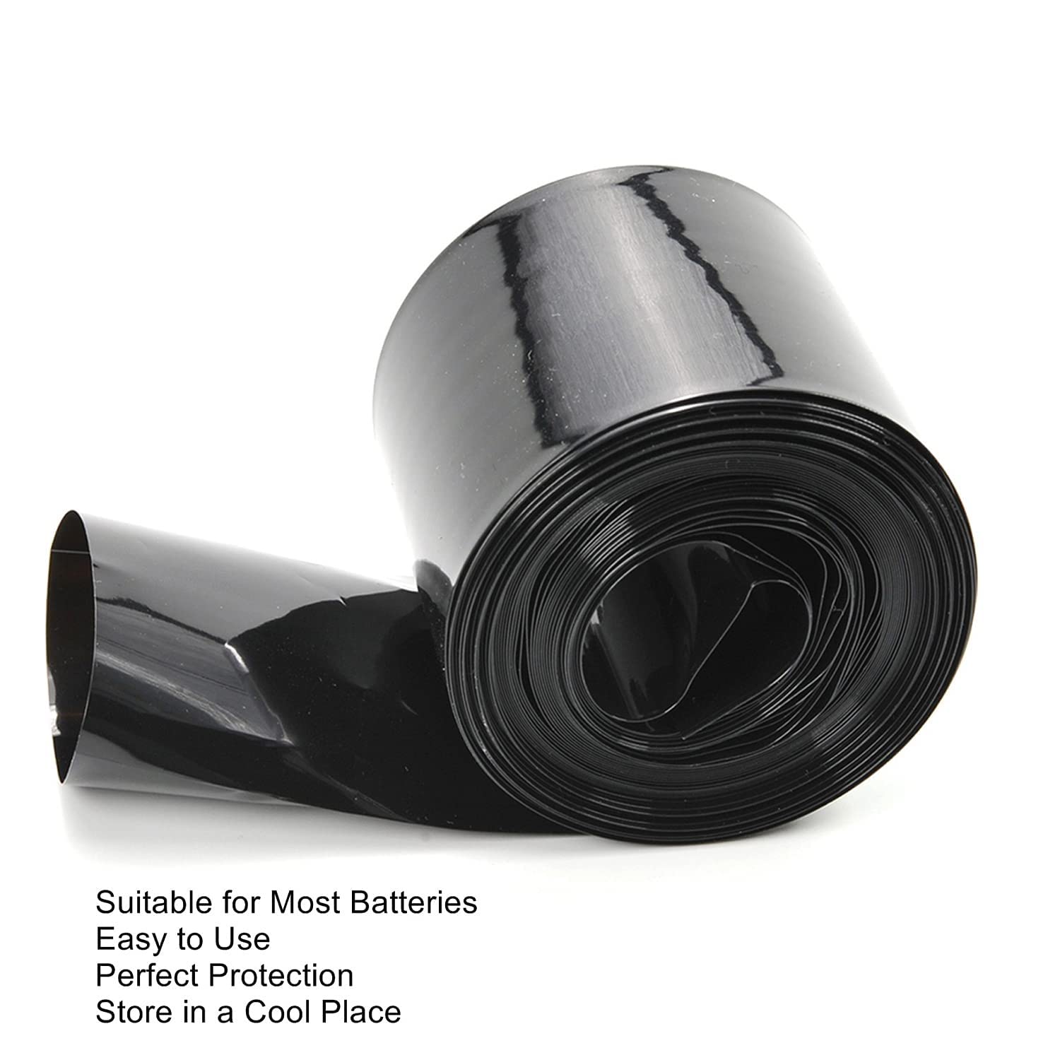 PVC Heat Shrink Tubing for Batteries - 7.5m Black Battery Pack Insulation Wrap - Electrical Wire Protection for DIY Projects, Electronics Repair & Battery Maintenance