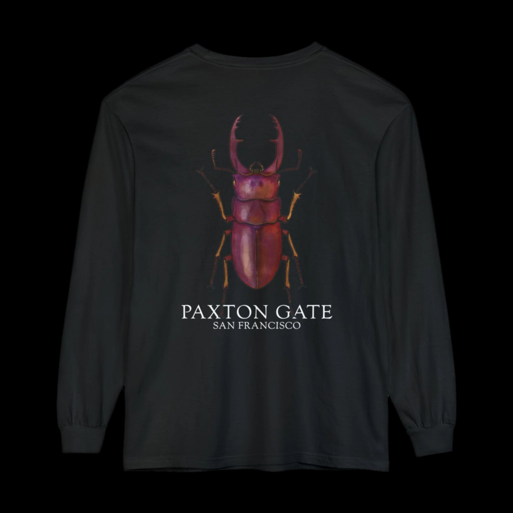 Unisex Paxton Gate Red Stag Beetle Long Sleeve T-Shirt by Kris Struble - Perfect for Nature Lovers, Outdoor Adventures and Unique Fashion Statements