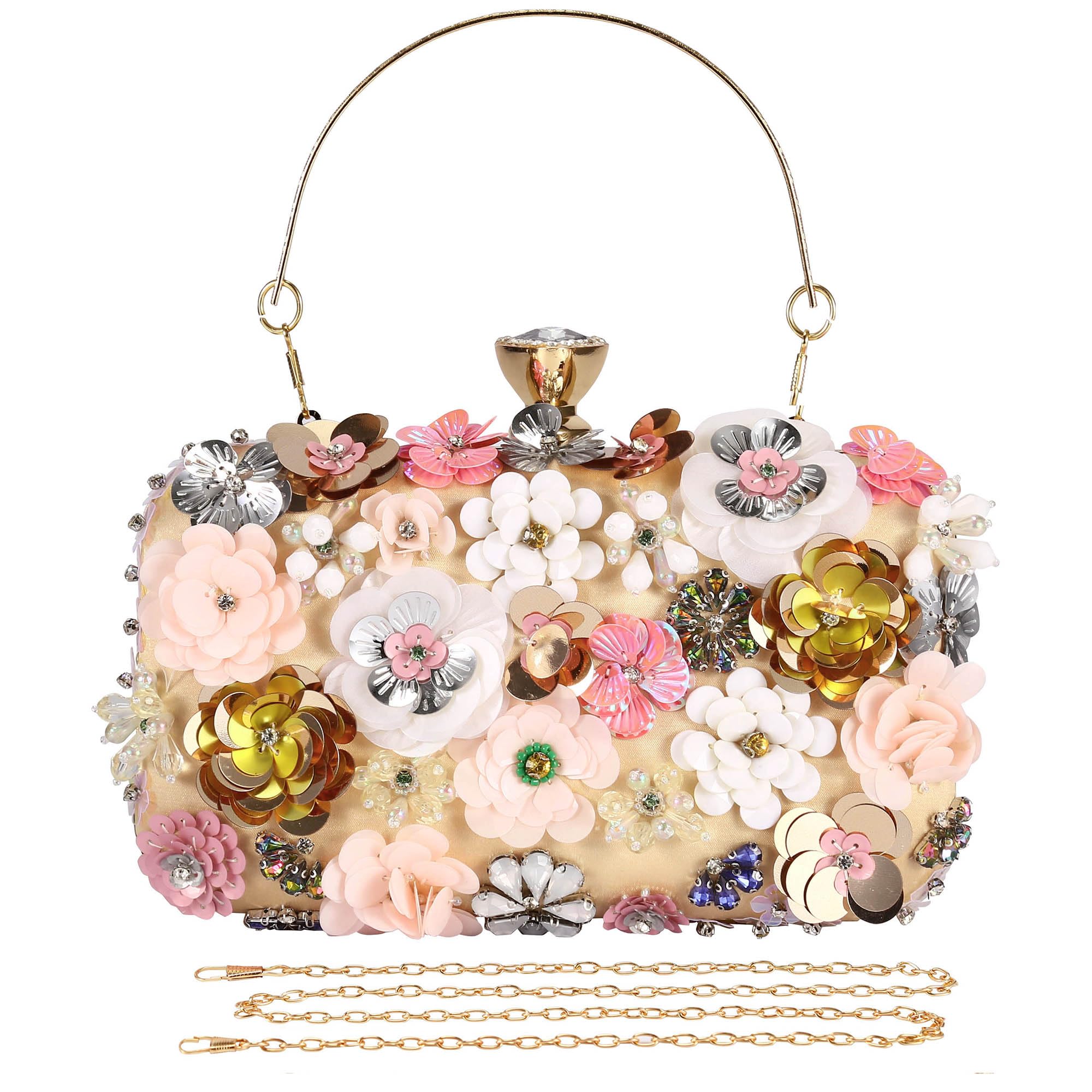 Selighting Women's Elegant Beaded Pearl Flower Clutch Purse - Formal Evening Bag for Wedding, Prom, Party | Perfect for Special Occasions & Night Out Events