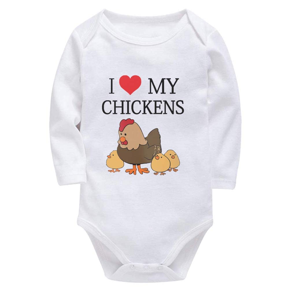 I Love Chickens Baby Bodysuit - Short Sleeve Jumpsuit Romper for Newborn Boys & Girls | Cute Animal Print Outfit for Playtime, Photo Shoots & Everyday Wear