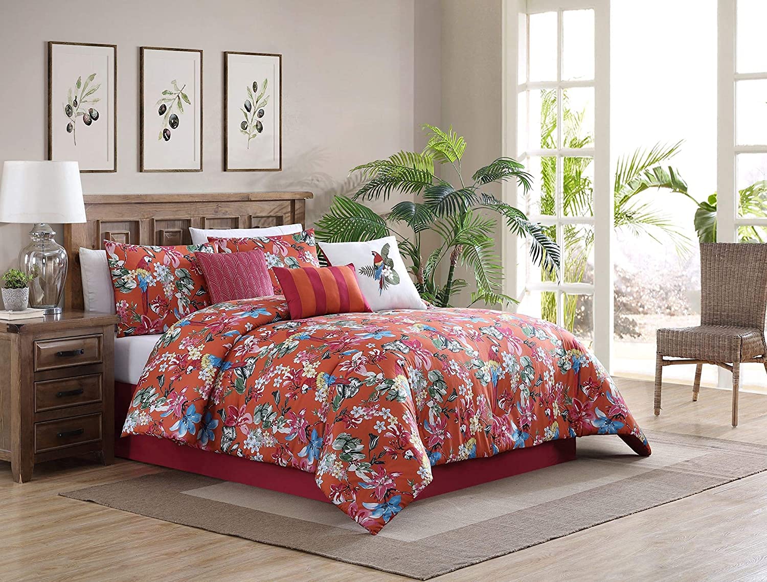 Riverbrook Home Elite Collection 7-Piece Queen Comforter Set - Fiesta Brick/Multi | Soft & Luxurious Bedding for Cozy Nights | Perfect for Master Bedrooms & Guest Rooms