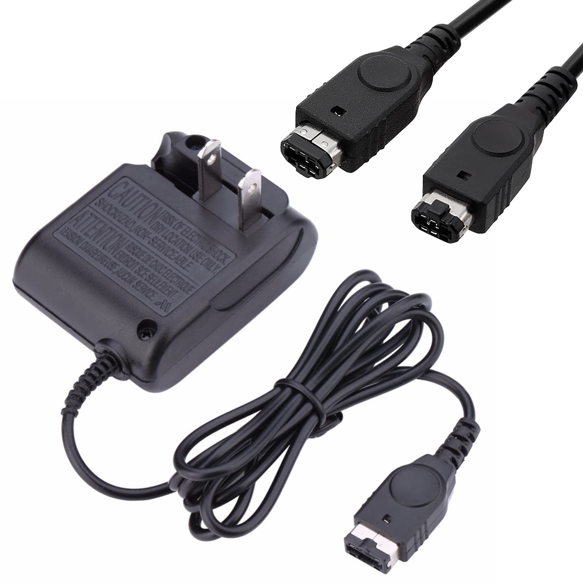 Original GBA SP Charger & Link Cable Set - AC Adapter + 2 Player Game Link Cable for Game Boy Advance SP - 5.2V 450mA Wall Travel Charger - Perfect for Multiplayer Gaming & On-the-Go Charging