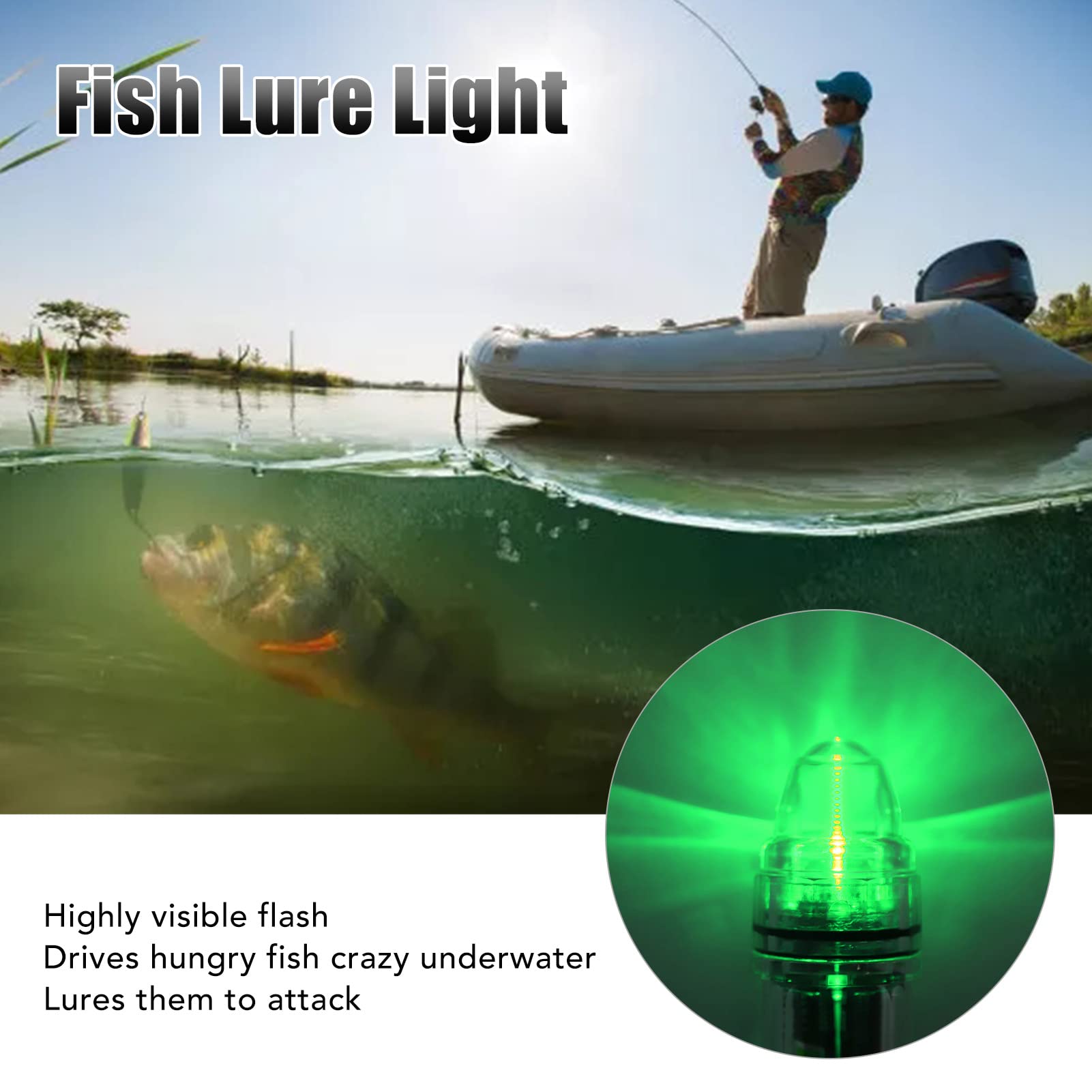 **Green LED Bait Fishing Lamp - Explosion Proof Underwater Flashlight for Deep Drop Fishing, Attracts Fish & Increases Fun | Perfect for Night Fishing & Ice Fishing**