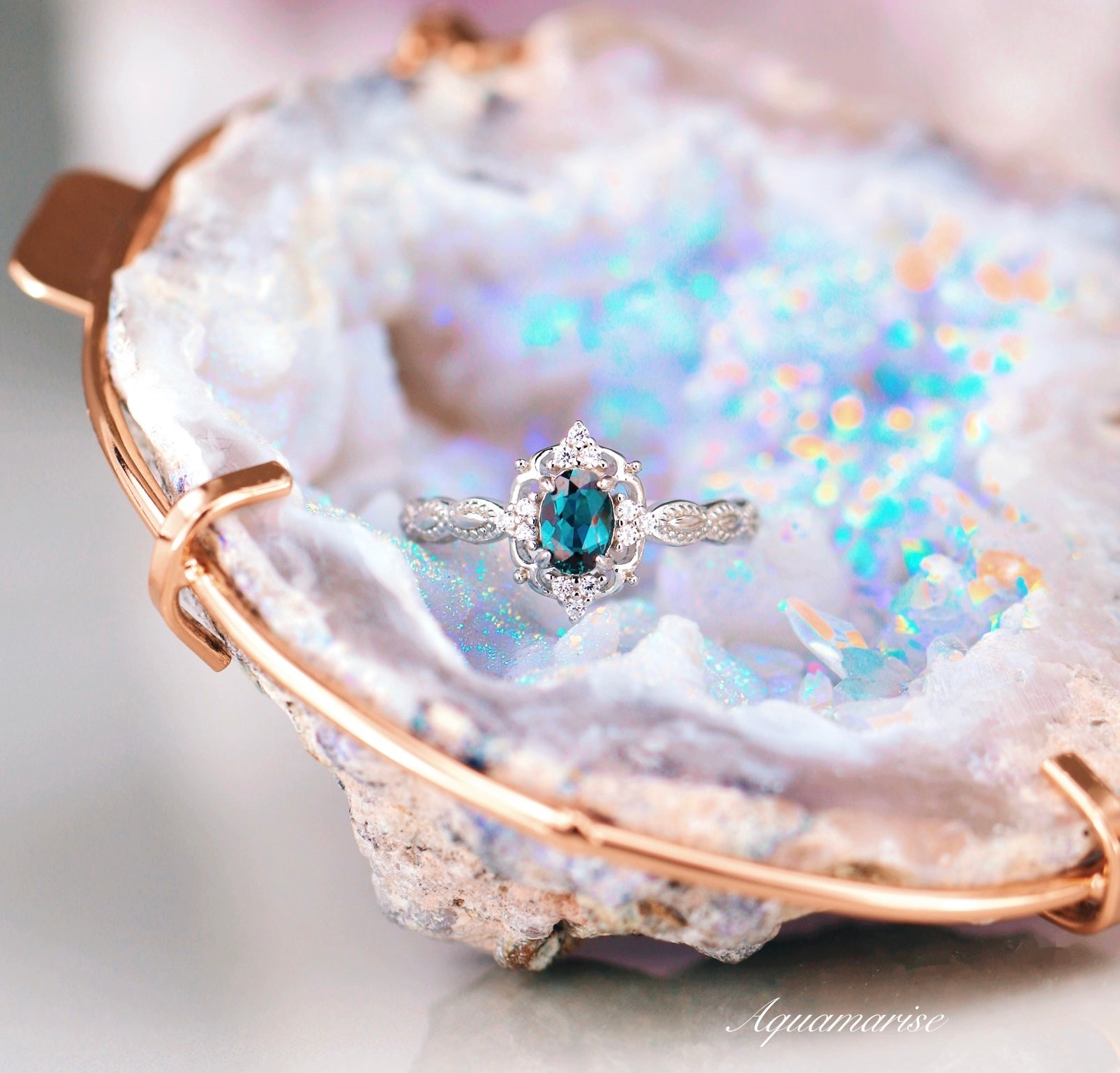 Claire Alexandrite Ring - Sterling Silver Women's Jewelry, Elegant Gemstone Ring for Engagement, Anniversary & Gift Giving