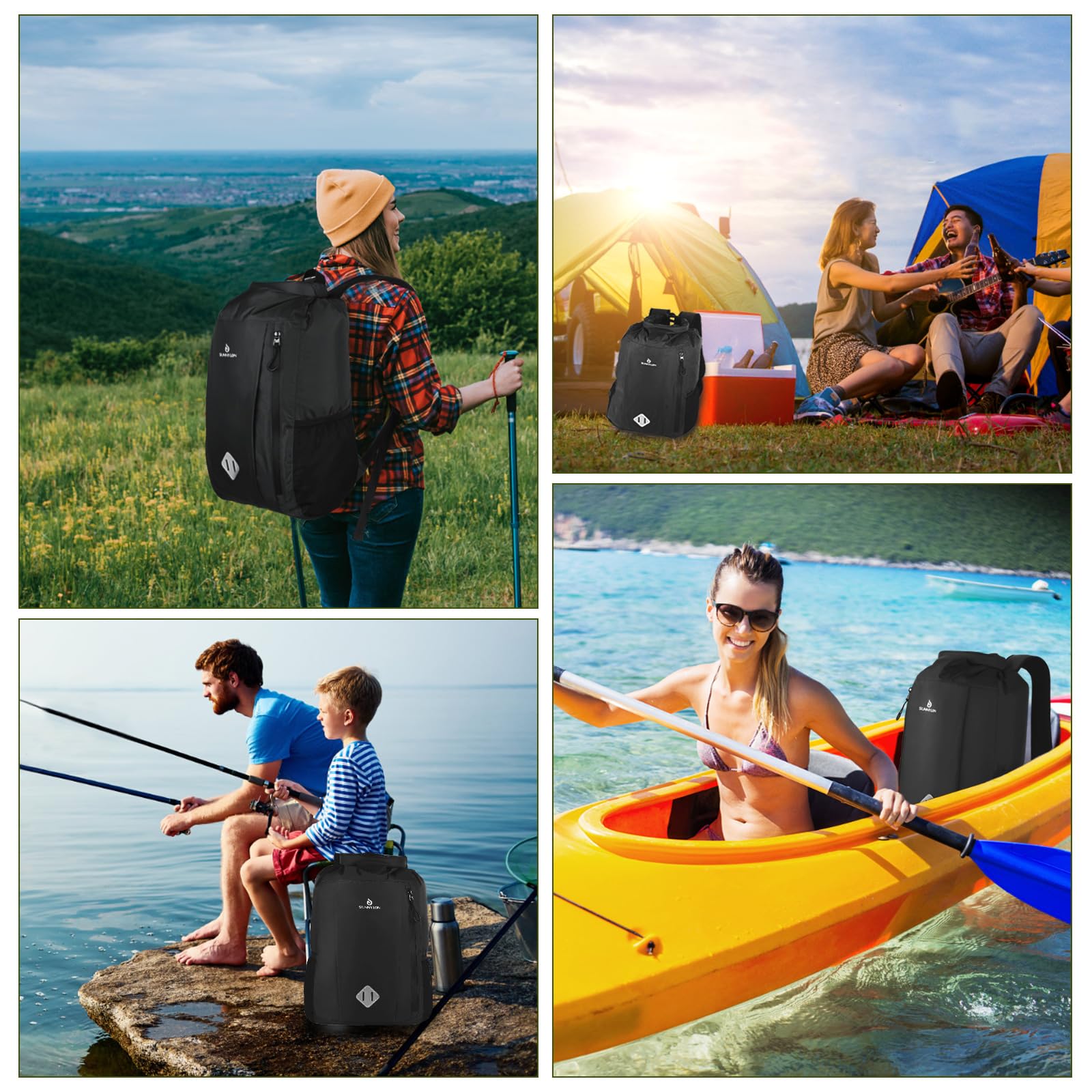 20L Waterproof Dry Bag Backpack with Waist Pouch & Phone Case - Roll Top Design for Kayaking, Boating, Beach, Rafting, Hiking, Camping, Fishing - Perfect for Outdoor Adventures and Water Sports