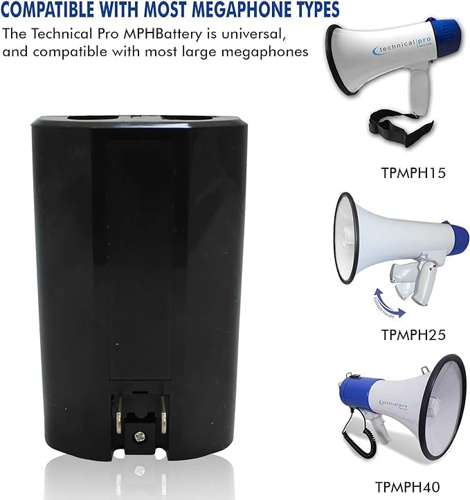 Technical Pro 75W Rechargeable Megaphone Bullhorn with Siren & Detachable Mic - Portable PA System for Outdoor Events, Coaching, Cheerleading & Emergency Alerts