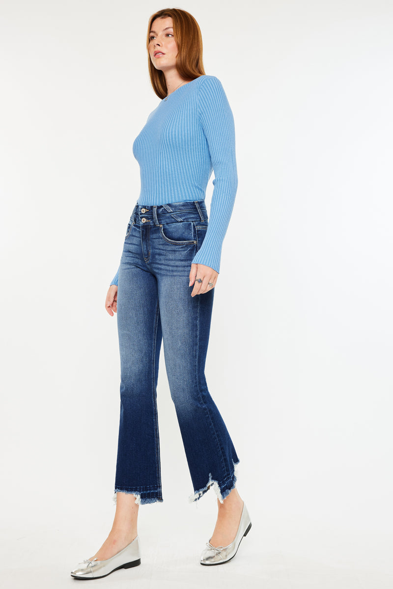 Celina High Rise Cropped Flare Jeans for Women - Stretchy Denim Pants with Vintage Wash | Perfect for Casual Outfits, Date Nights & Boho Style
