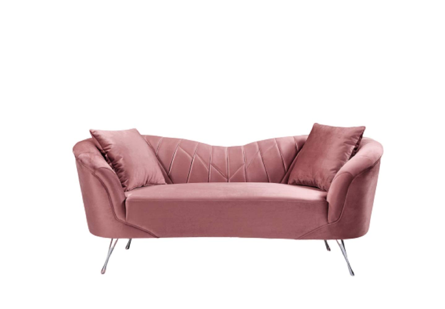 Mid Century Modern Velvet Chesterfield Loveseat in Rose - Stylish Living Room Sofa for Small Spaces, Apartments & Cozy Home Decor