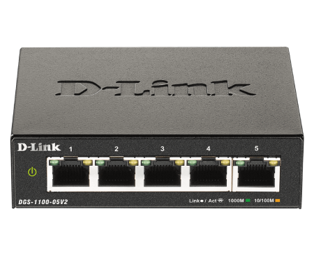 D-Link DGS-1100-05V2 5-Port Gigabit Smart Managed Switch - Network Switch for Home & Small Office | High-Speed Ethernet Connectivity for Smart Devices, Gaming & Streaming