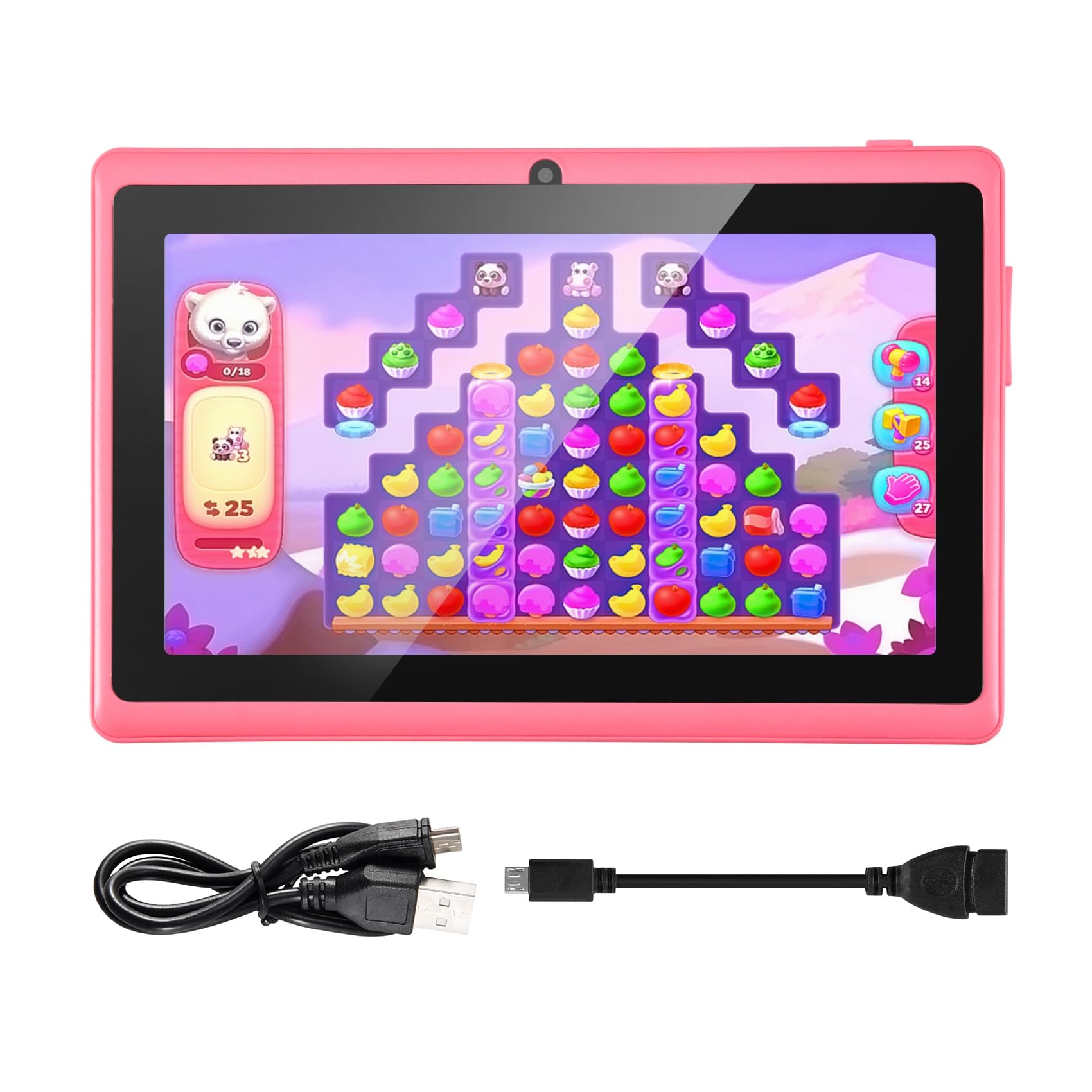 HUPYOMLER 7 Inch Kids Tablet - Android Quad Core, Dual Camera, WiFi, Educational Learning & Games - Perfect Gift for Children (Pink) | Ideal for Homeschooling, Travel Entertainment & Early Childhood Development