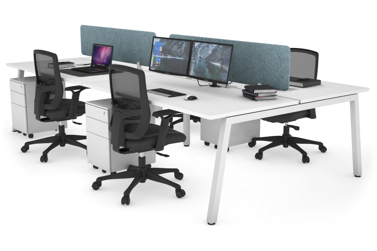Quadro 4-Person Office Workstation Desk - 1800L x 700W Dimensions - Perfect for Team Collaboration & Open Office Spaces